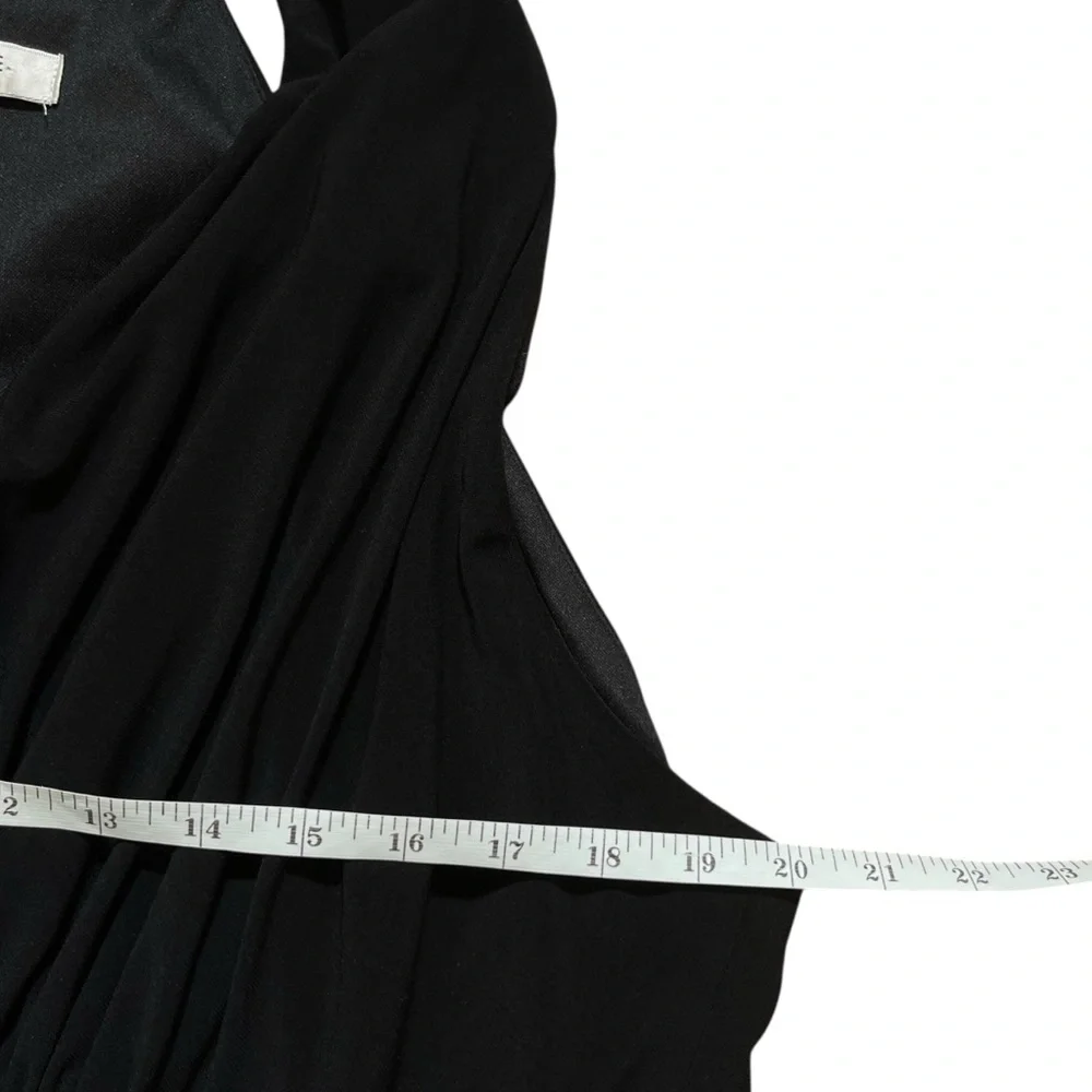 Evan Picone Black Tiered Midi Dress 20W | Ruched Waist V-Neck Flowy Cocktail - Picture 7 of 11